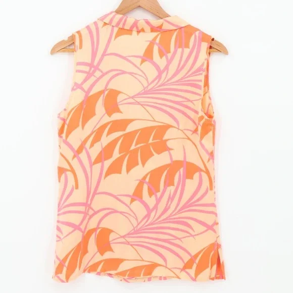 Vintage Neiman Marcus Silk Top Luxury Resort‎ Tropical Loungewear Button Size S - Picture 4 of 8